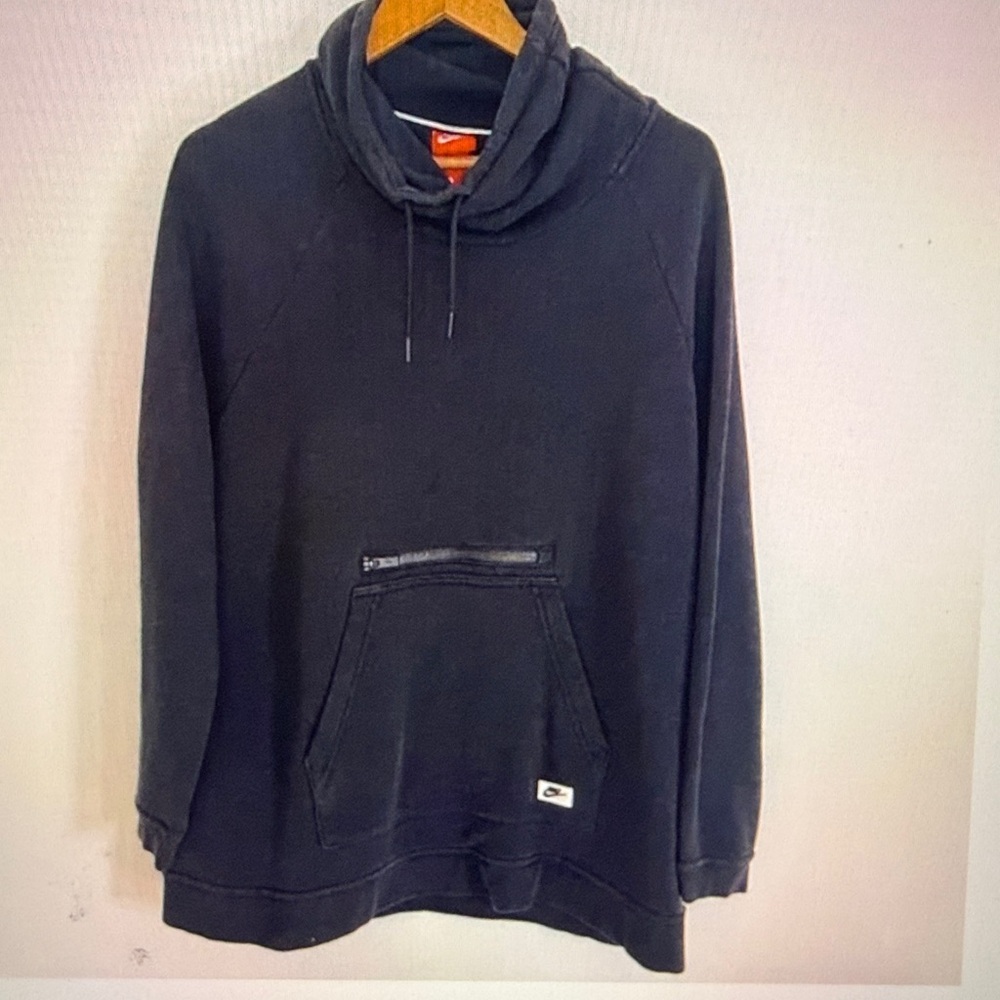 Nike Women Black Funnel Neck Kangaroo Pocket Pullover Sweatshirt Size XL